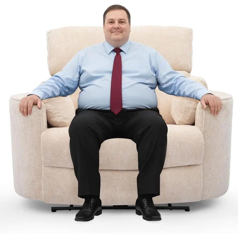 

Oversized 450lbs Power Recliner Chair, 52 Wide, Chenille Fabric, USB & Type-C Ports, 2 Pillows, Cloud Comfort for Living Room