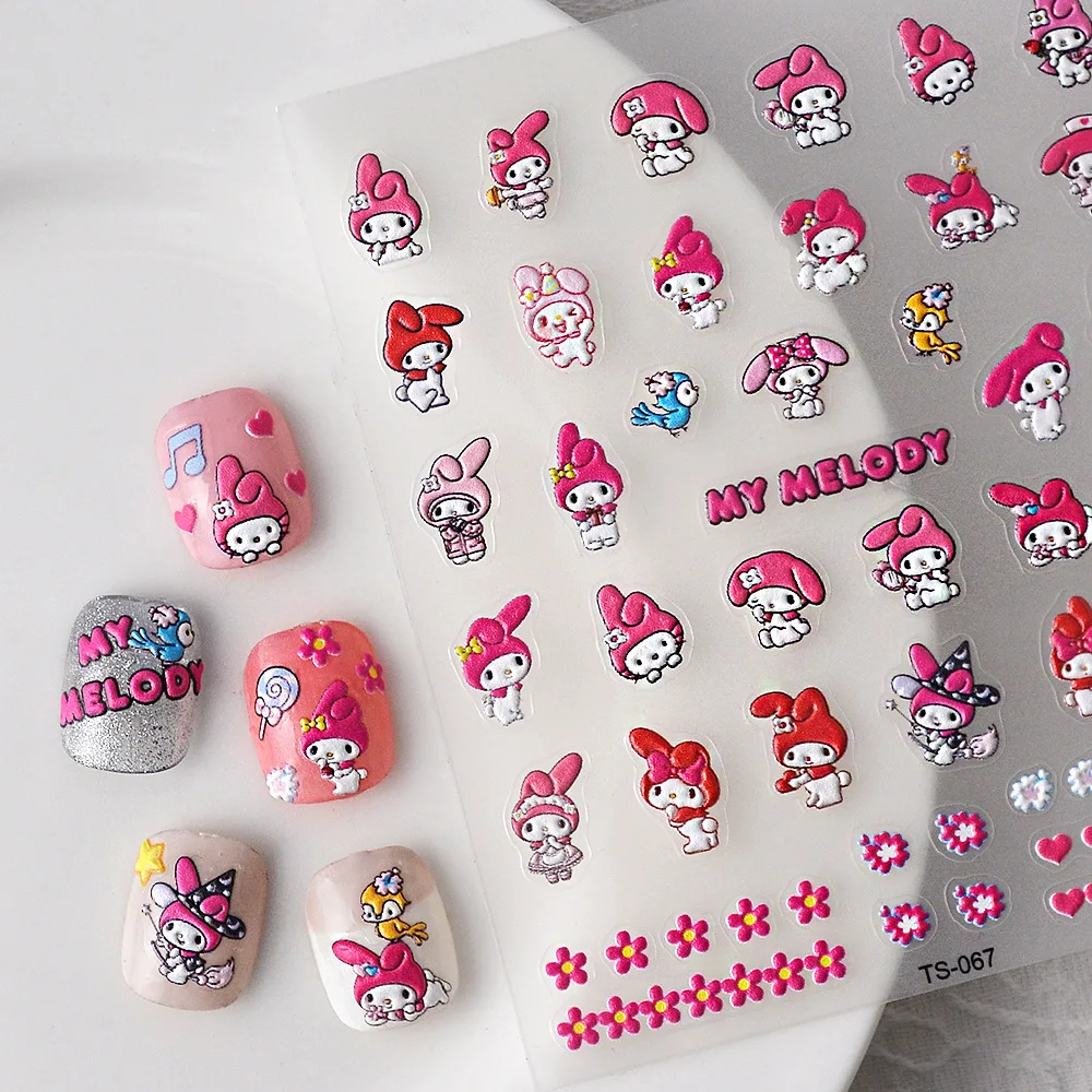 

5D Cartoon Sanrio Nail Sticker Nail Parts Melody Kulomi Anime Stickers Nail Supplies DIY Sanrio Nail Decoration Manicure