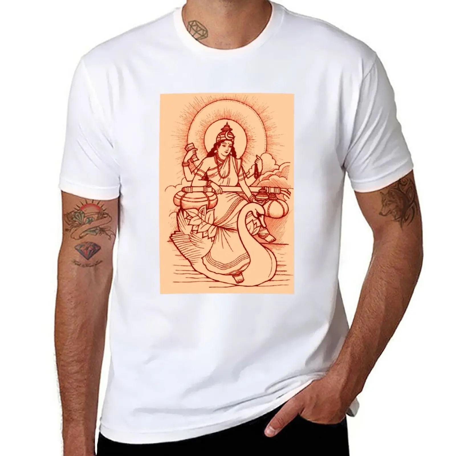 New Saraswati T-Shirt summer clothes customized t shirts fitted t shirts for men