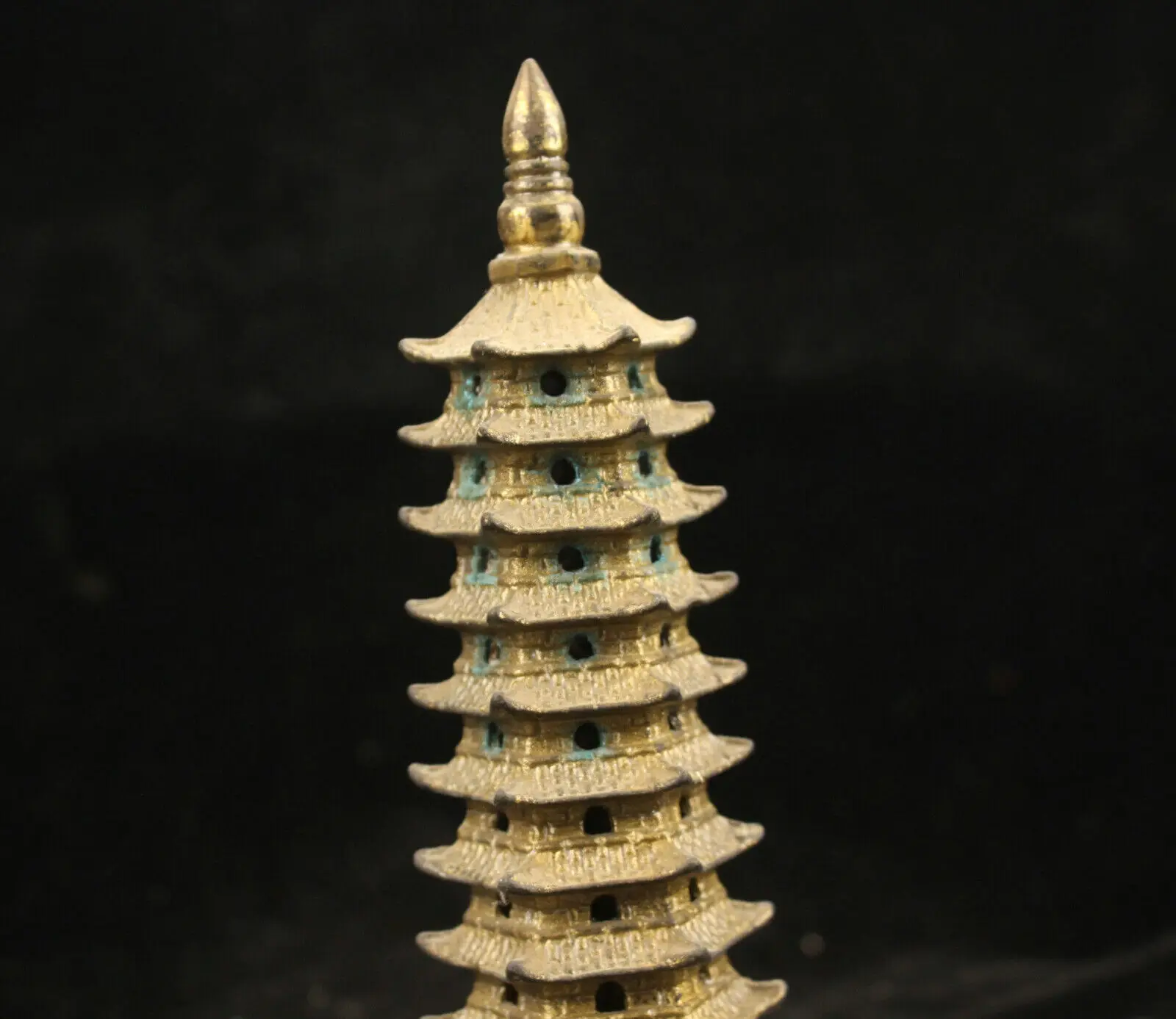 20 Cm Chinese Brass Wenchang Pagoda Statue Old Bronze Pagoda Sculpture