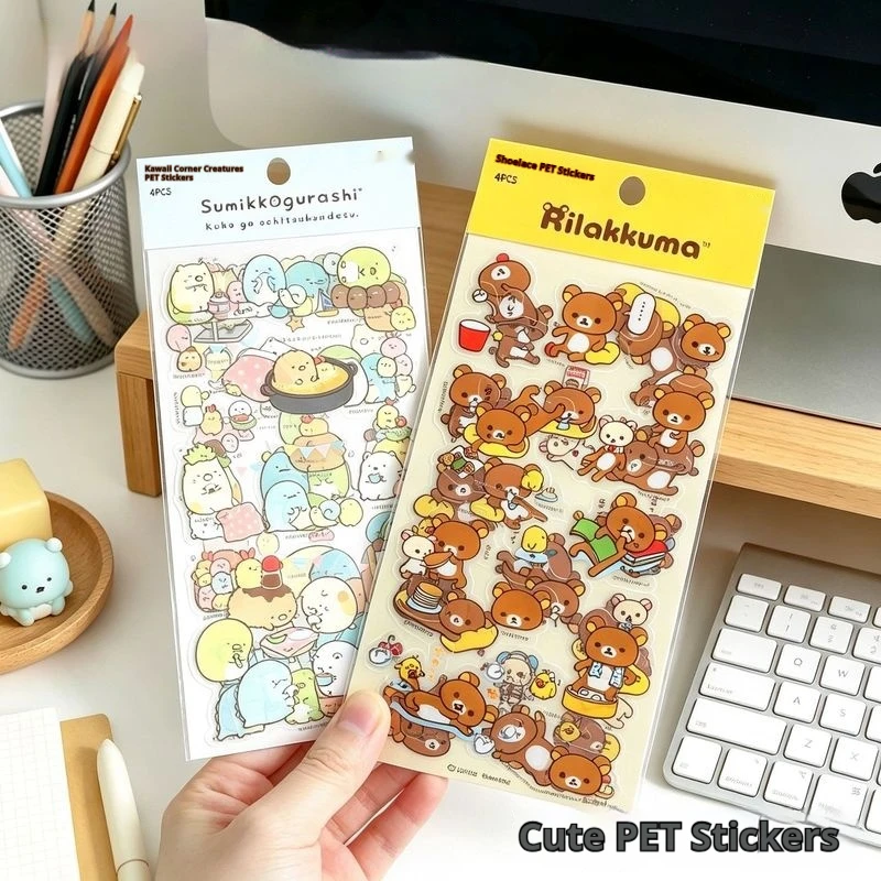 4/10pcs Rilakkuma Stickers Toys Cartoon Waterproof Sticker toys Cute DIY Decor Stickers For Phone Case Scrapbook Journal