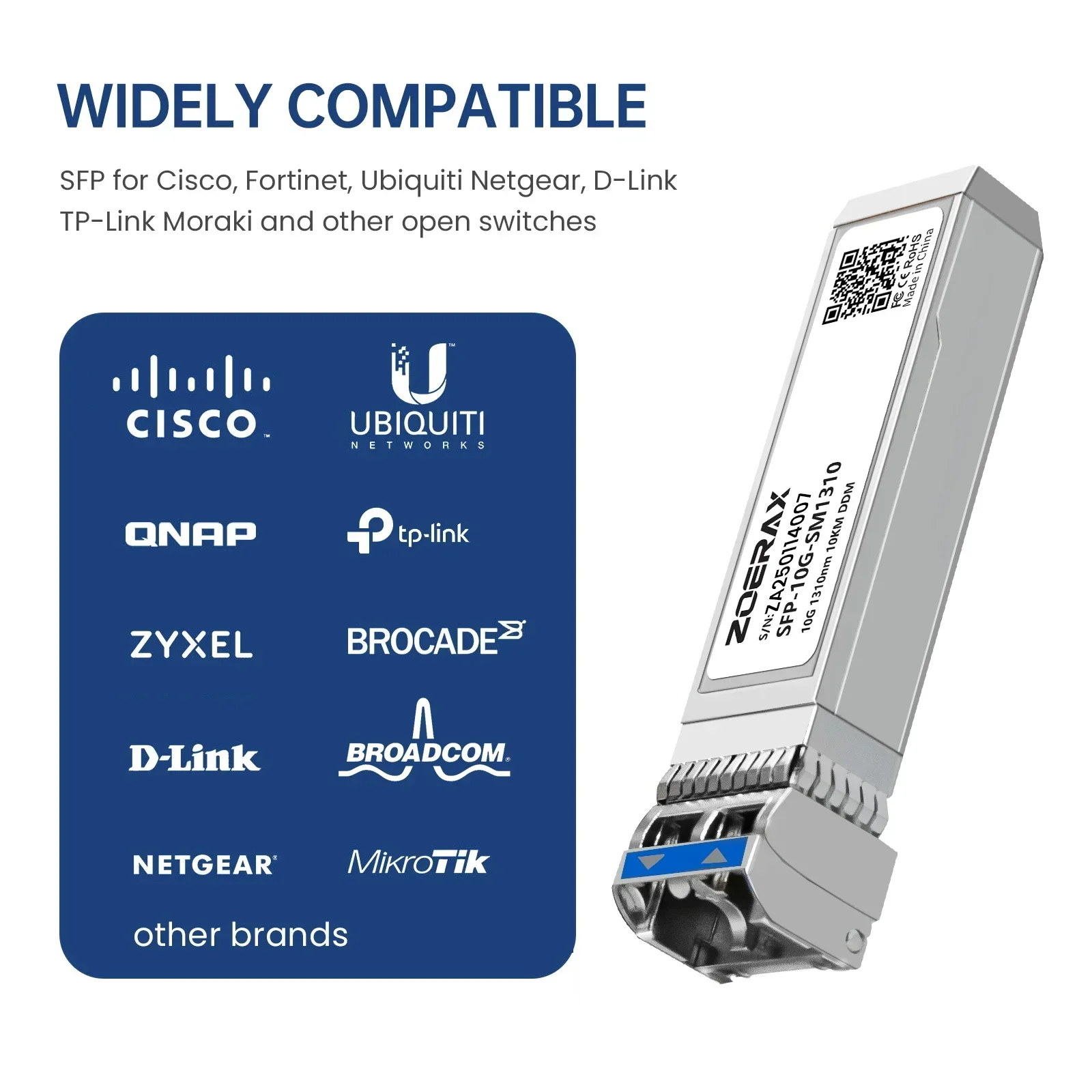 ZoeRax 10G SFP+ Single-Mode LC Duplex Transceiver Module 1310nm 10km DDM Fiber Optic Module for Cisco TP-Link Ubiquit and Othe