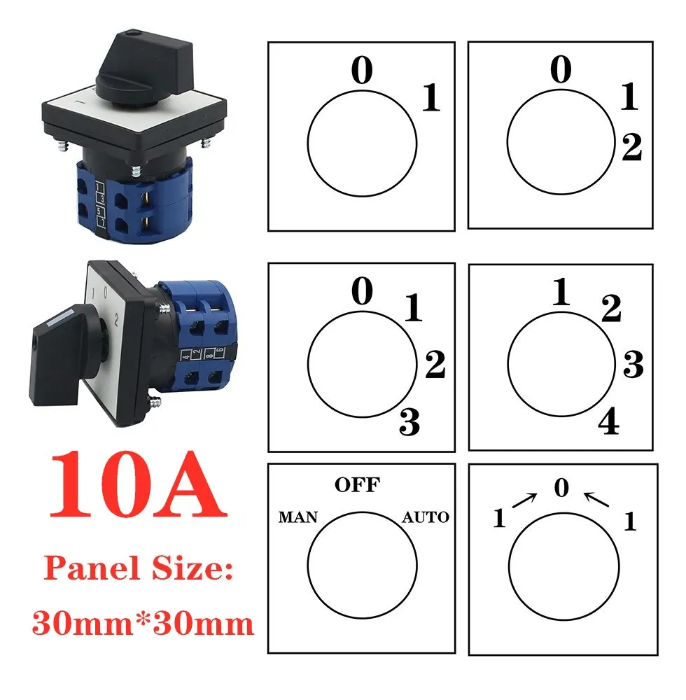 LW26-10 10A series Electric 1/2/3/4/5/6/7/8P 4/8/16/32 Terminals Rotary Cam Changeover Switch with Screws Useful Tool