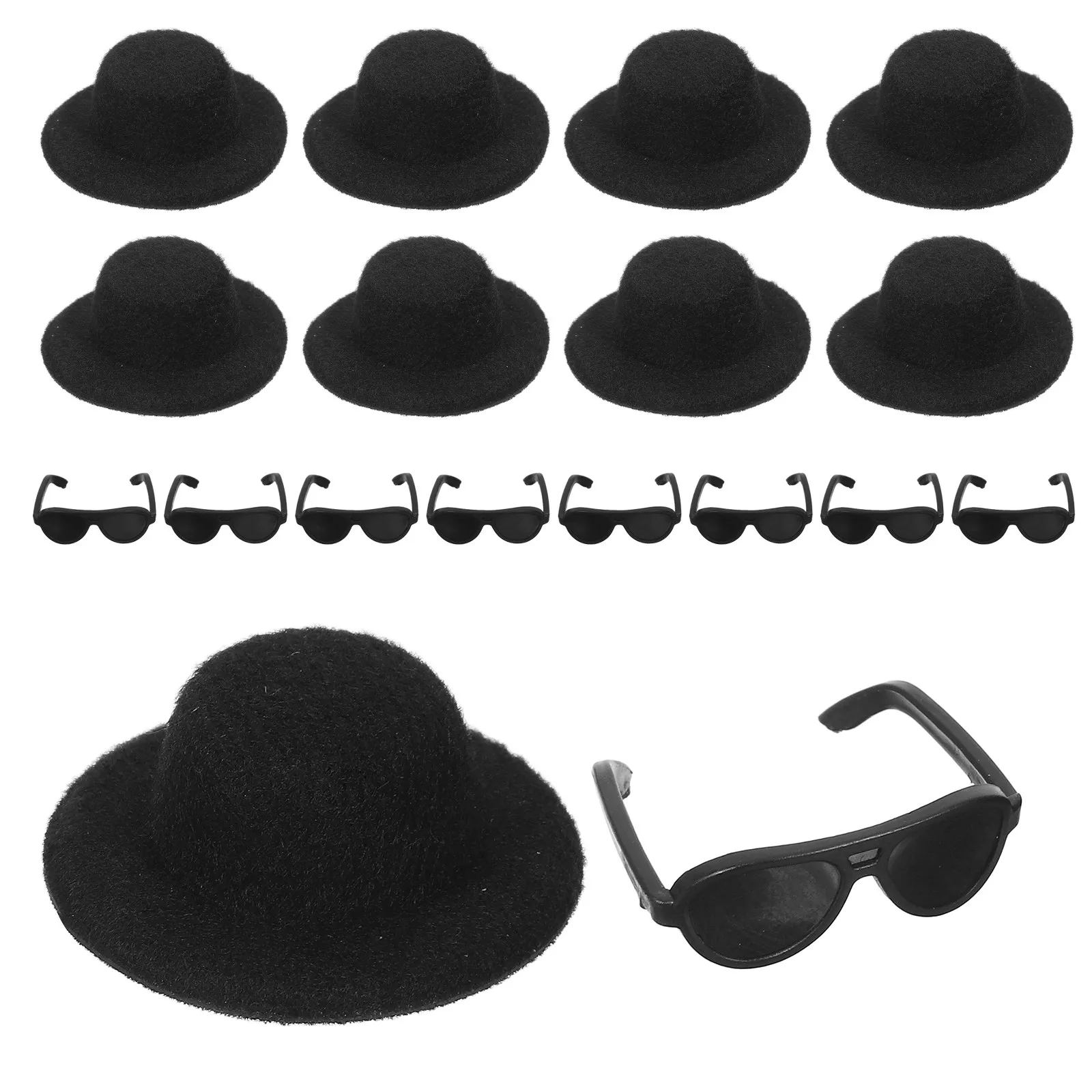 1Set Black Mini Formal Hats Exquisite Girlish Style Mini Hat Decor Premium Fabric Small Hat Prop for Miniature House Modeling