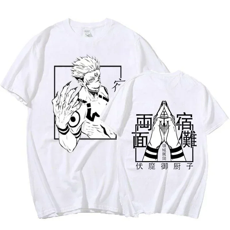 

Men's Japanese anime fashion Gojo Satoru character pattern 100% pure cotton short-sleeved T-shirt casual and comfortable top