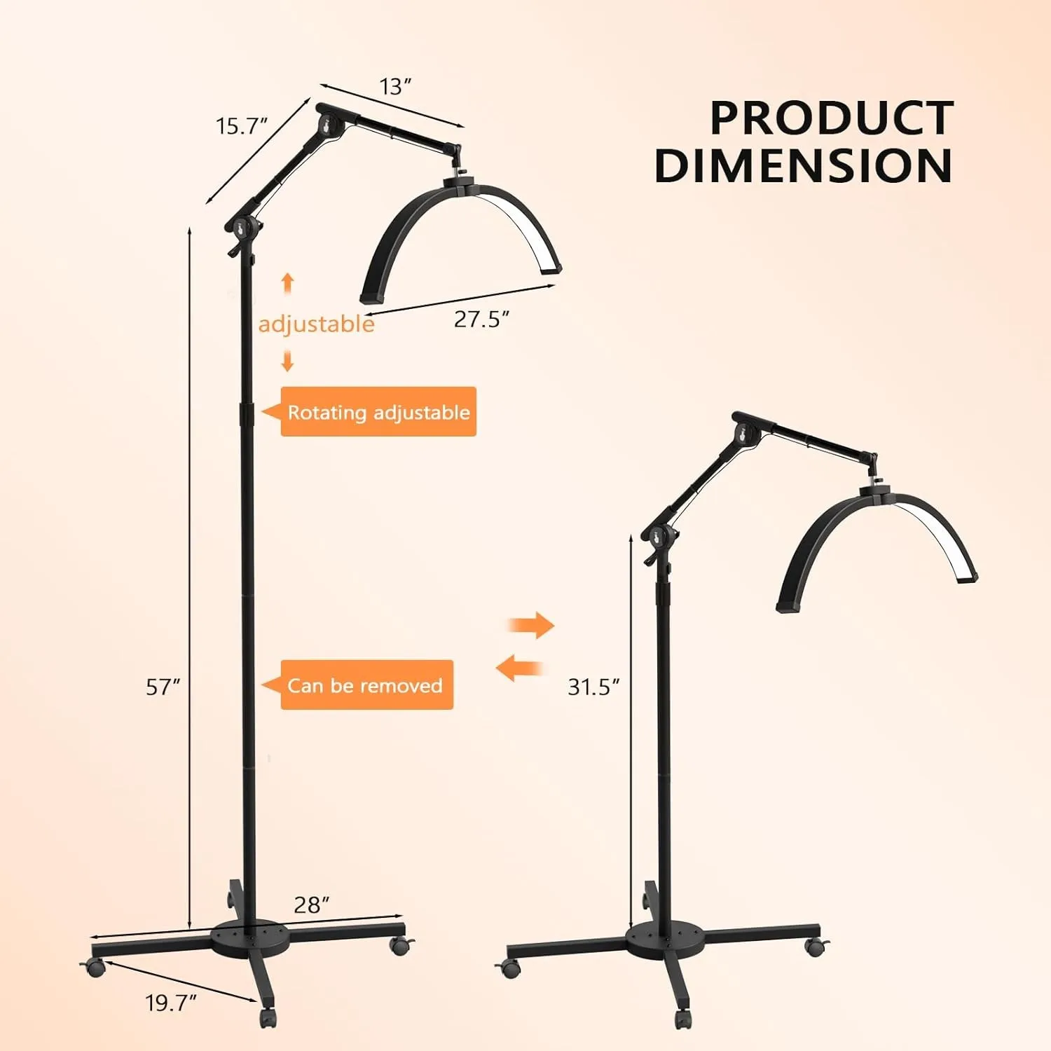 Lampada da terra a LED per saloni - Altezza regolabile, 3 temperature di colore