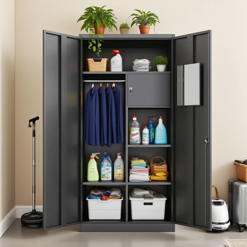 Modern Large Black Steel Adjustable Lateral Filing Cabinet 4 Layers Key Lock Easy Assembly For Home Office Living Room School