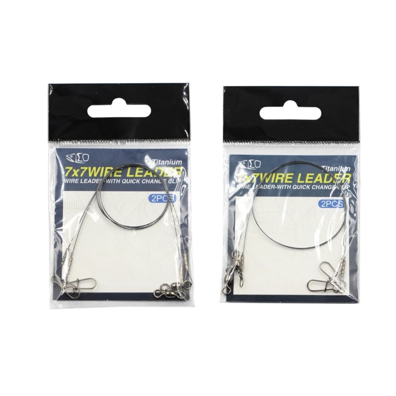 2Pcs Fishing Line Wire Leader Line with Swivels and Wire Fishing Wire Leader 30cm/35cm Heavy Duty Leaders