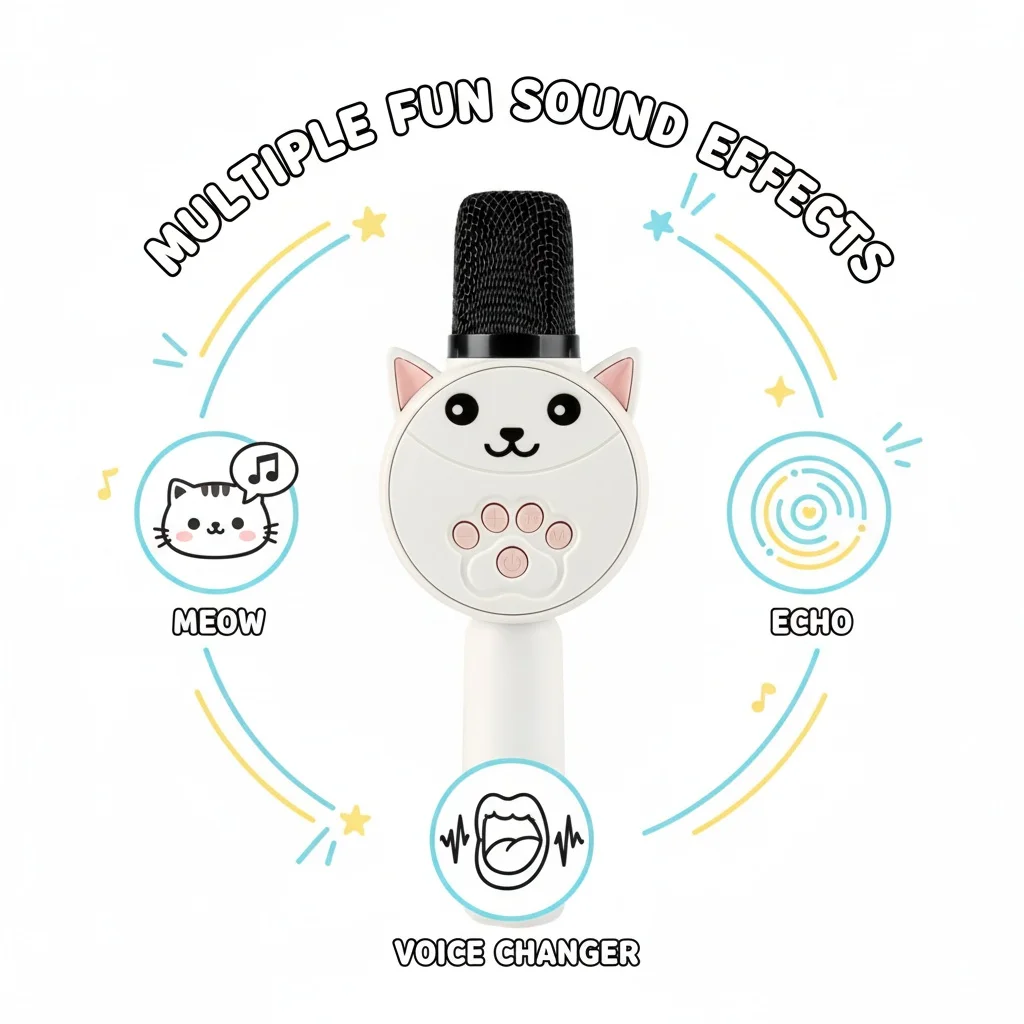 Micrófono de Karaoke portátil para niños, juguete con altavoz, micrófono inalámbrico Bluetooth con efectos mágicos de voz, sonido HIFI para niños que cantan