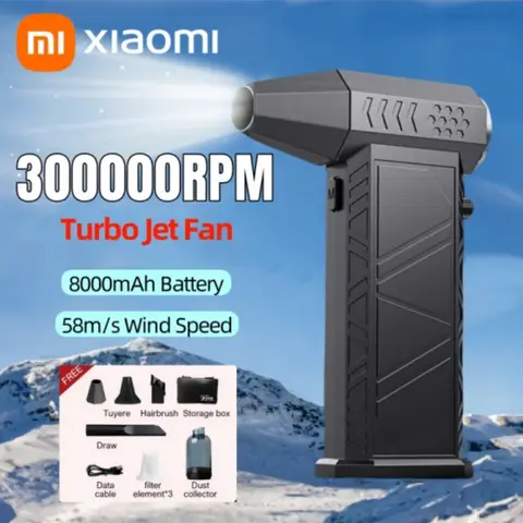 샤오미 폭력 팬 300000 RPM 강력한 공기 송풍기 진공 먼지 청소기 충전식 강한 바람 브러시리스 터보 제트 송풍기 다용도