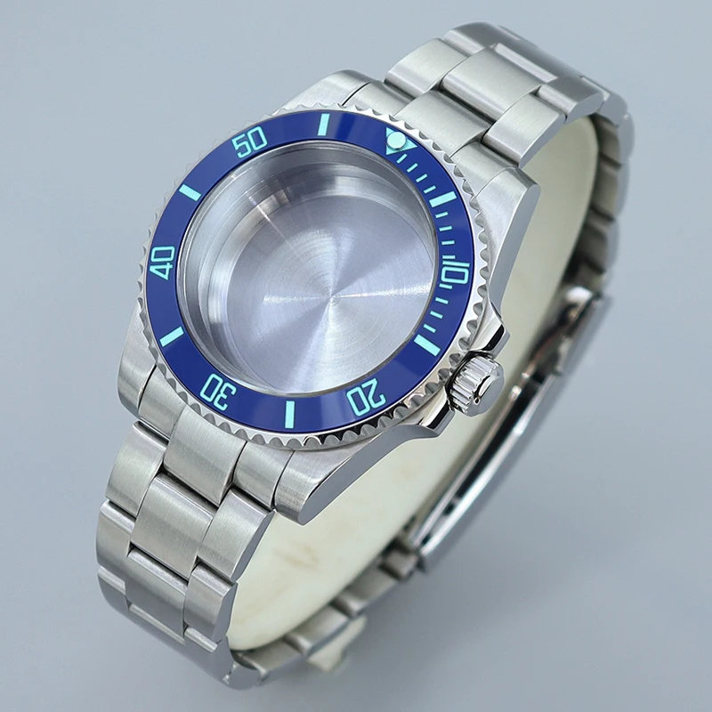 40mm caixa de relógio design escovado pulseira cerâmica c3 moldura safira para nh35 nh36nh34 miyota8215 eta2824 movimento relógio submarinista