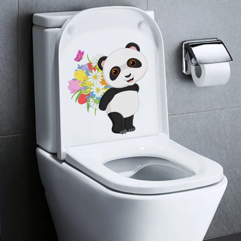 

C242# Cartoon Panda Hanging On Tree Branch Wall Sticker Bathroom Toilet Decor Living Room Cabinet Refrigerator Home Decoration