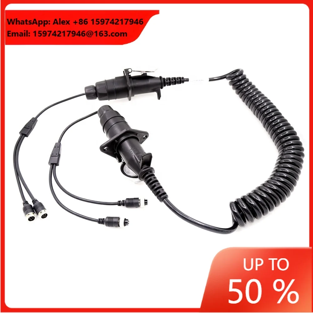 2 Channel Truck Trailers Cable 0.4m*4m*0.4m 7pin Plastic Connector Cable For Truck/lorry/caravan Rear View Camera System