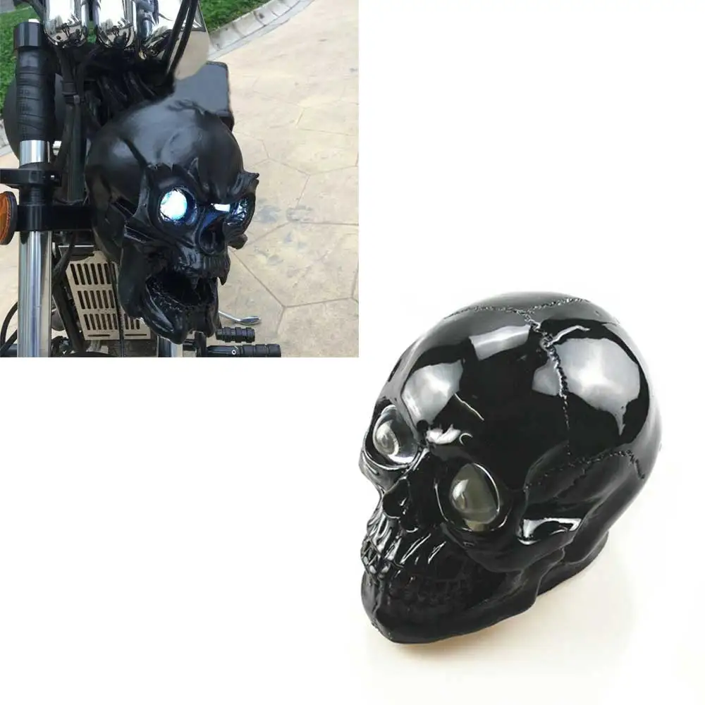 Motorcycle Accessories Black Skull Front Head Light Headlight Lamp FOR Harley Custom Chopper Touring - view 6