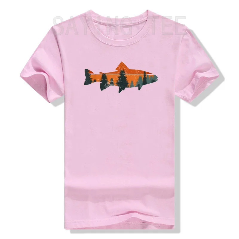 Trout Fly Fishing Nature Outdoor Fisherman Husband Gift Classic T-Shirt Fish Lover Graphic Tee Tops Funny Fisher Basics Outfits