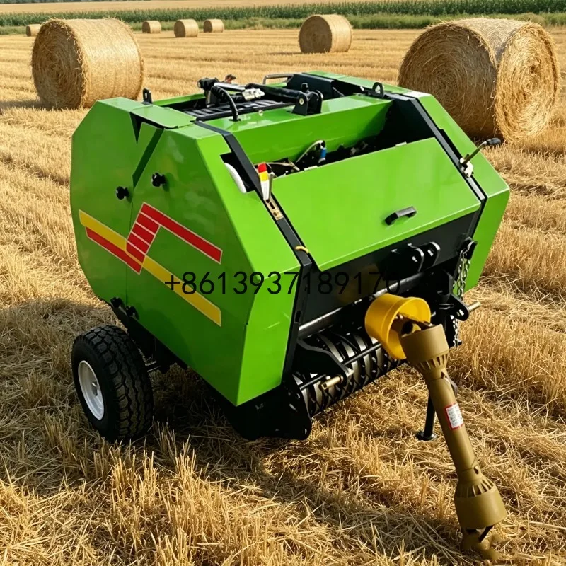 Farm Equipment Mini Tractor PTO Round Baler Hay Straw Silage Mini Baler Machine