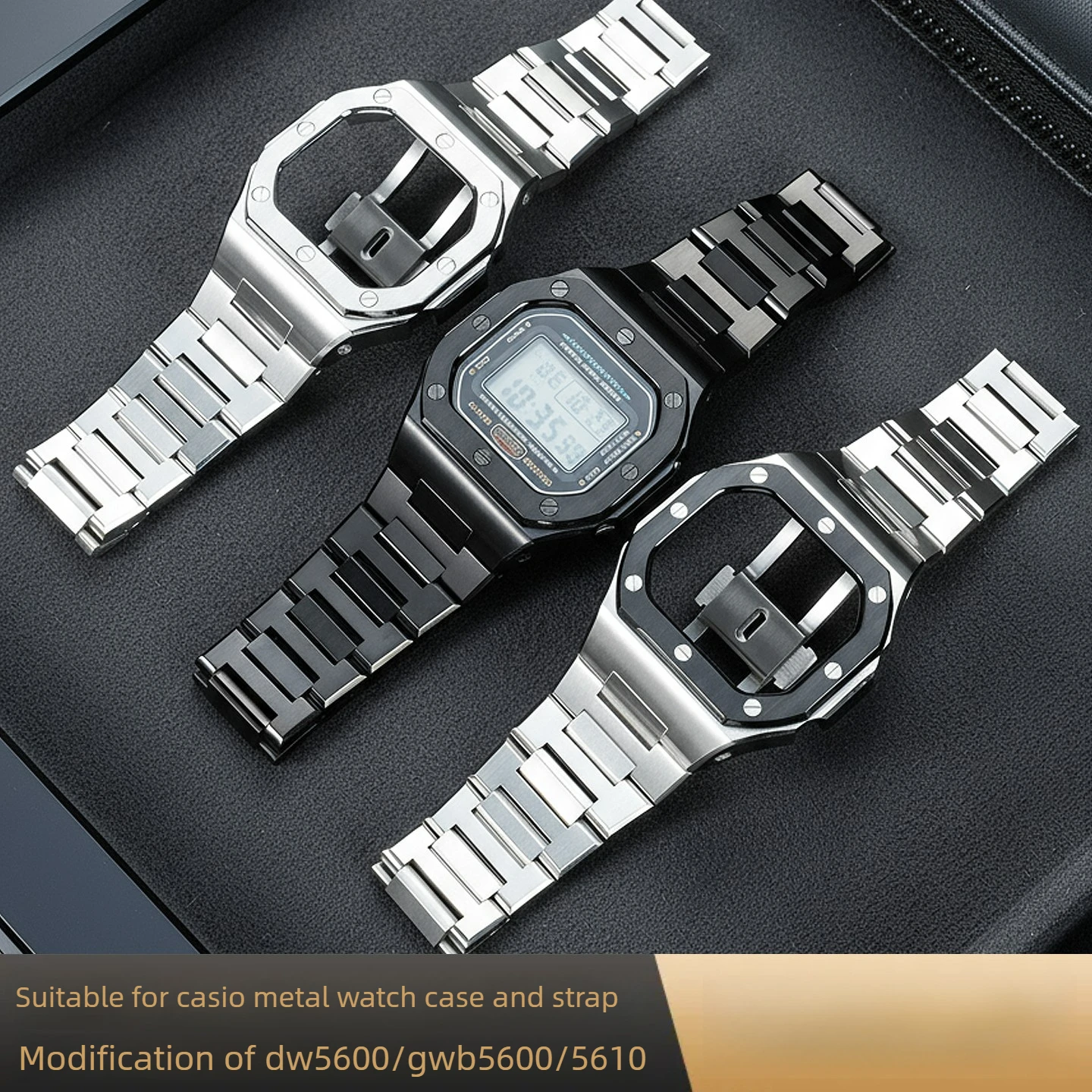 For Casio DW5600 Small Square Watch GWB5600/GW-M5610 Modified Metal Case Strap