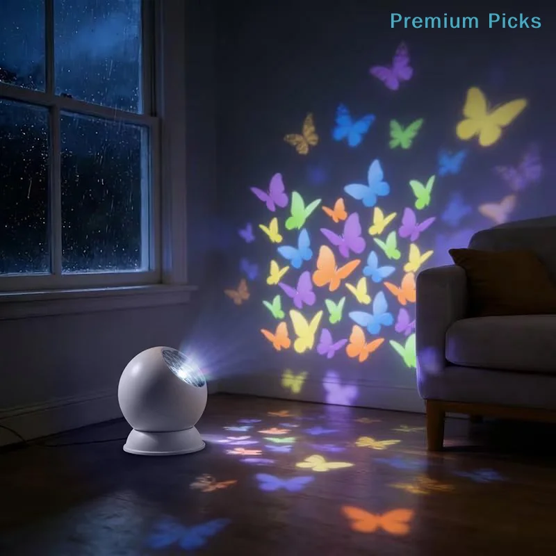 portableButterfly LED Projector Light Colorful Dynamic Lighting Easy Install for Bedroom Living Room Party Decor Gift
