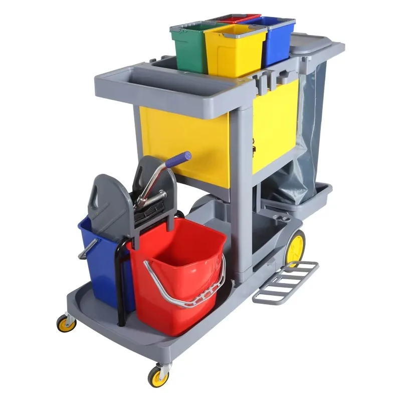 Janitorial Cleaning Carts Housekeeping Cleaning Equipment Cleaning Trolley Full Set