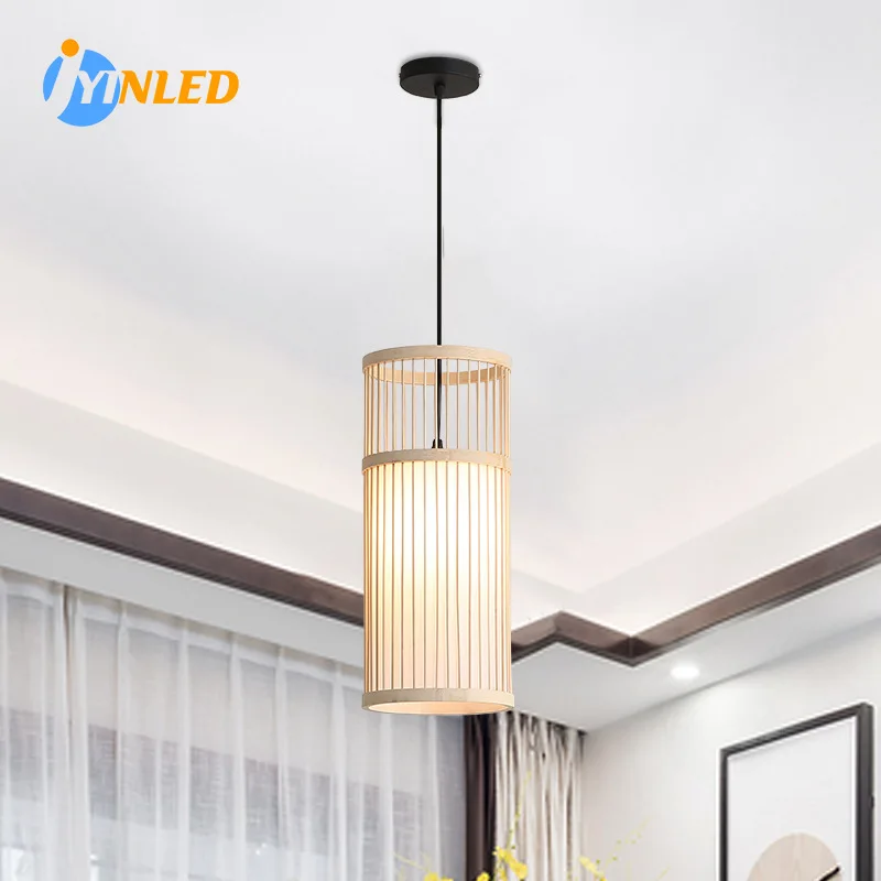 Natural Rattan Wicker Chandeliers Hand-Woven Bamboo Lampshades E27 Lighting Fixtures Hanging Light Bamboo Lantern Pendant Lamp