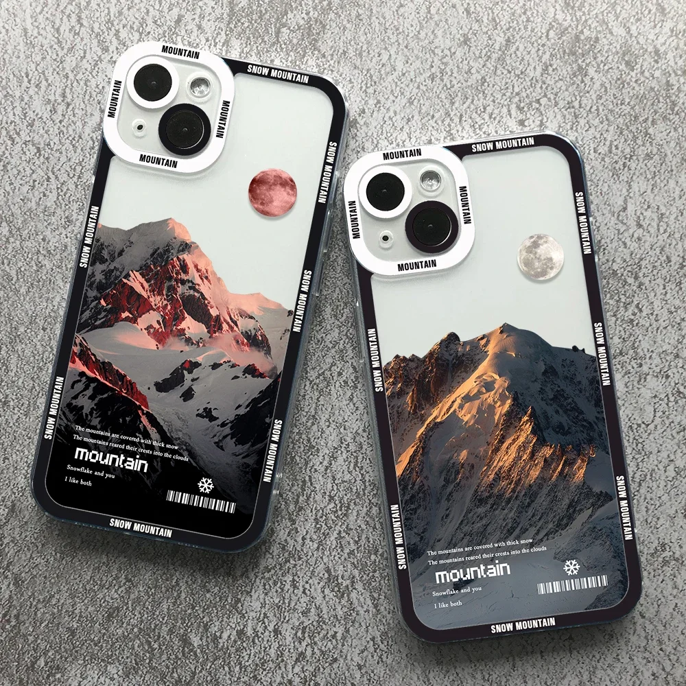 Estetica Snow Mountain Angel Eyes Cassa Del Telefono Per iPhone 16 15 14 13 12 11 Mini Pro Max XS X XR SE 7 8 Plus Copertura Trasparente