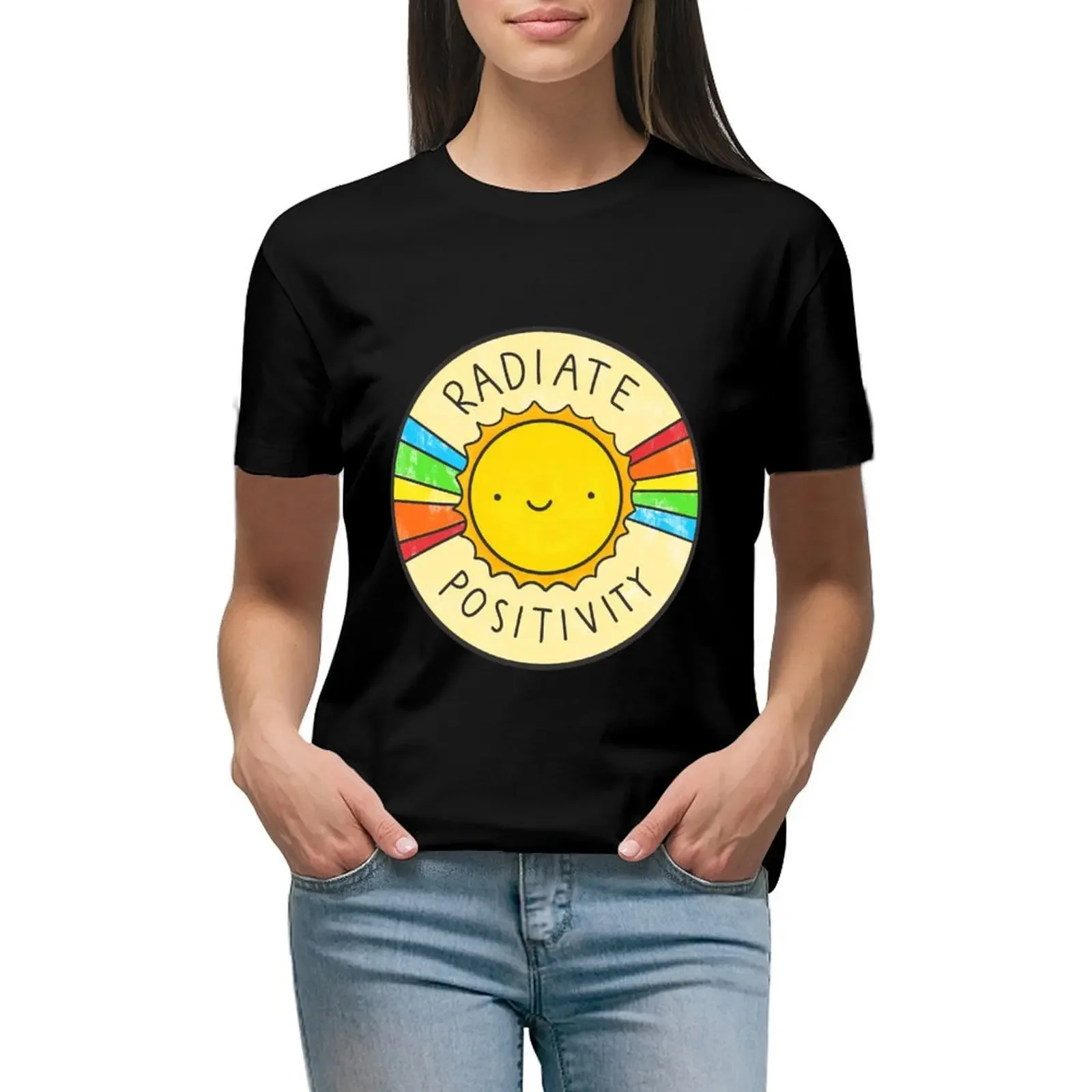 

Radiate Positivity T-Shirt animal prinfor kawaii clothes Blouse korean fashion t-shirts for Women graphic tees funny