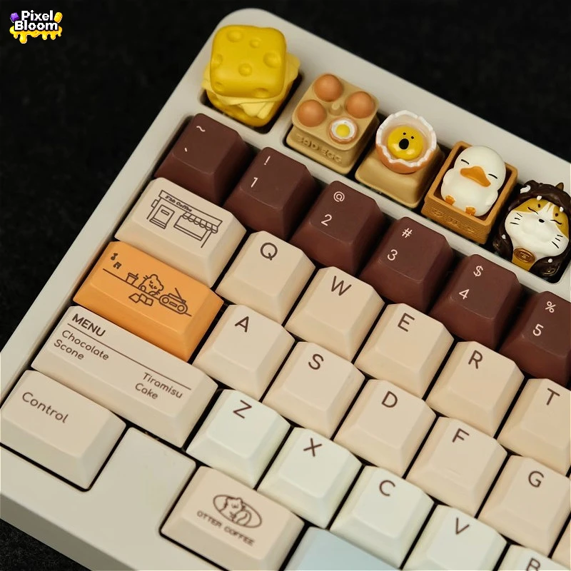 

Cute Chillax Duck 3D Printed Hand Painted Resin Artisan Keycap White Relaxing Design for ESC MX Mechanical Keyboard Unique Gift