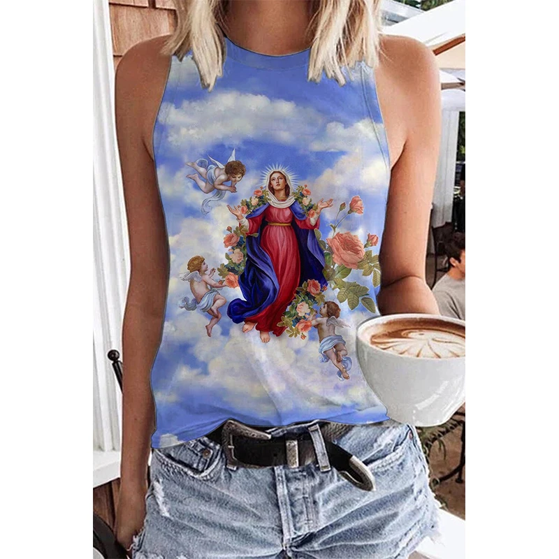 Soccer Mom Tie Dye Floral 3D Print Tank Top New Women Streetwear Y2k Tops Oversized Vest Off Shoulder Female Sleeveless Camisole