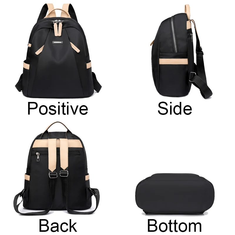 2024 New Famous Women\'s Solid Color Design Bookpack Large Capacity Anti-theft Anti-splash Backpack High Quality Nylon Schoolbag