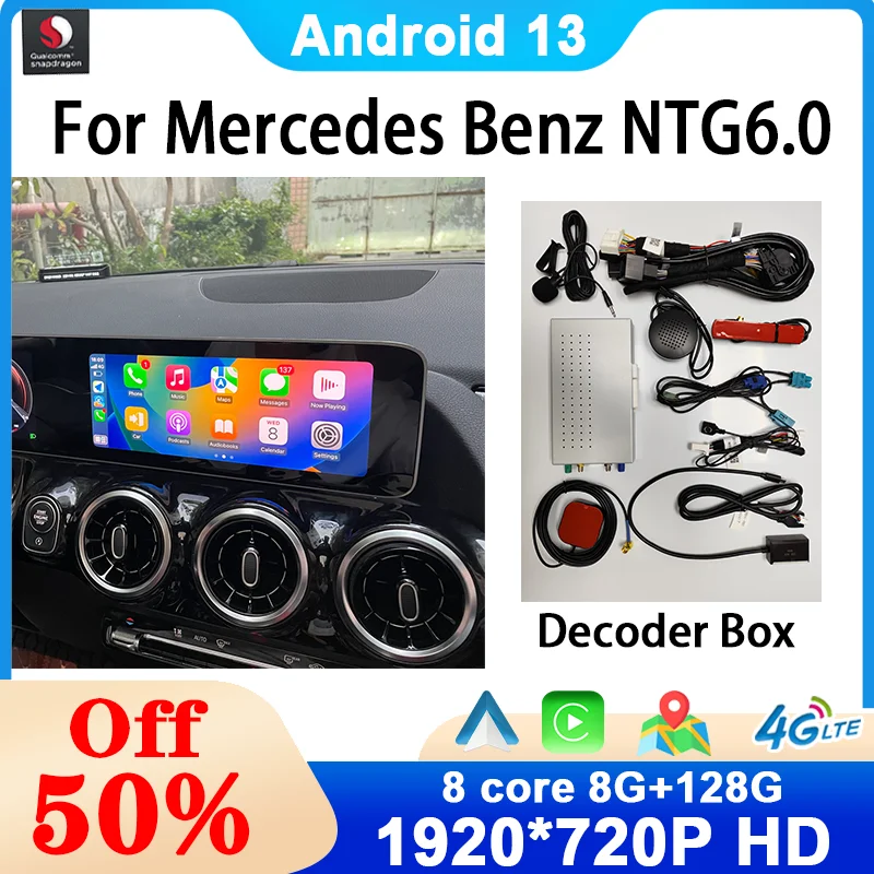 Caja de módulo automático Android para Mercedes Benz, decodificador inalámbrico NTG6.0, Carplay, navegación GPS, Clase A, B, C, E, CLS, GLE, GLA, GLC, GLK, ML, S