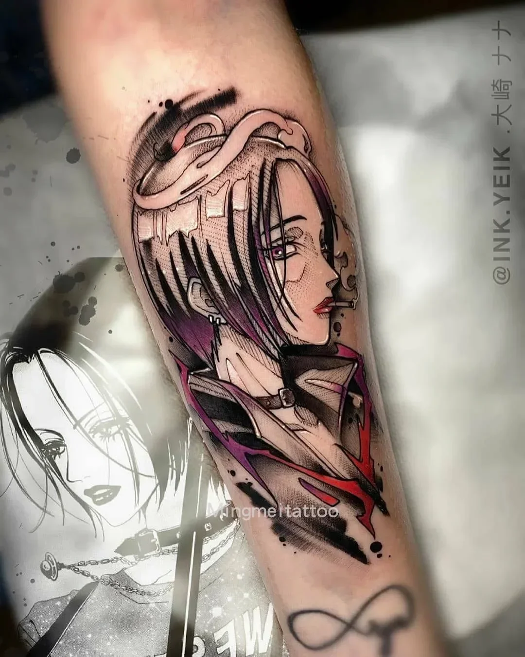 

Anime Cool Punk Girl NANA Temporary Tattoos Cartoon Transfer Tattoos Arm Body Art Waterproof Fake Tattoo Sticker