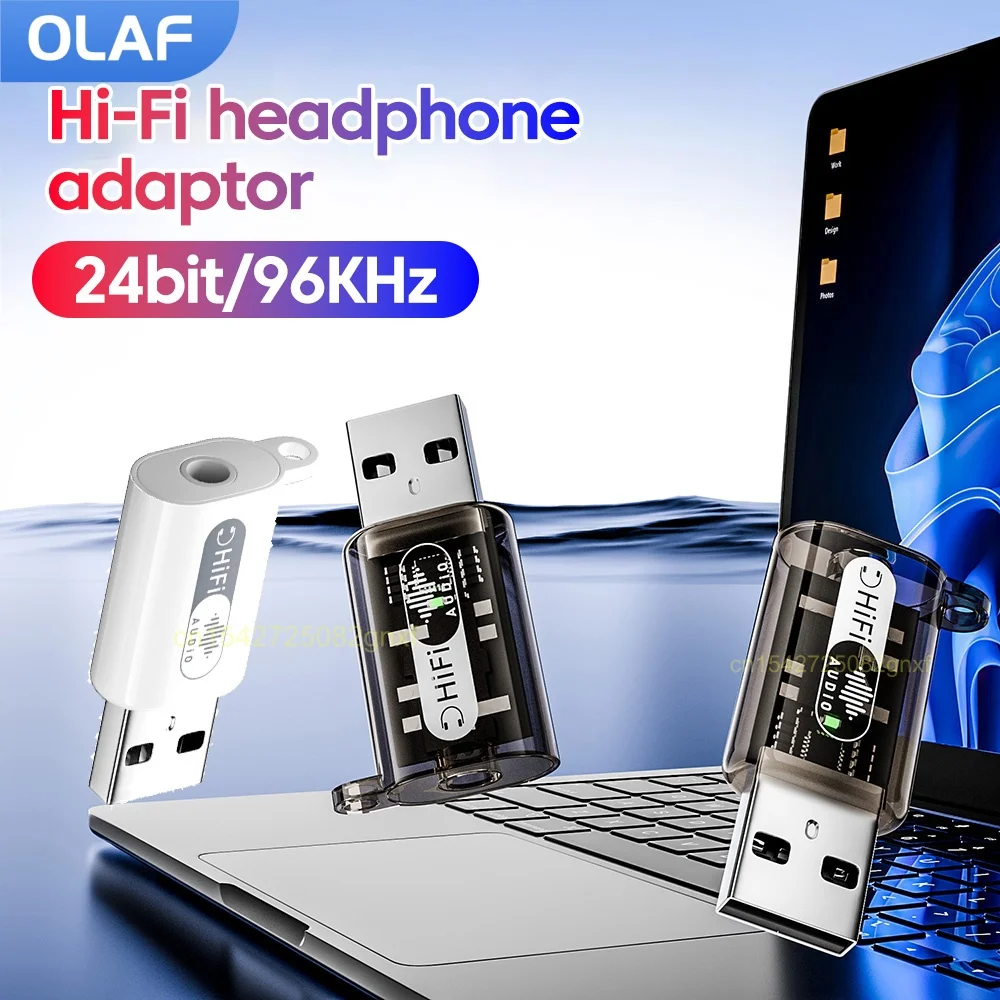 USB To 3.5mm Audio Adapter HiFi USB A To 3.5mm Jack Audio Headphone Adapter 24bit/96KHz For PC Laptop USB Jack Earphone Adapter