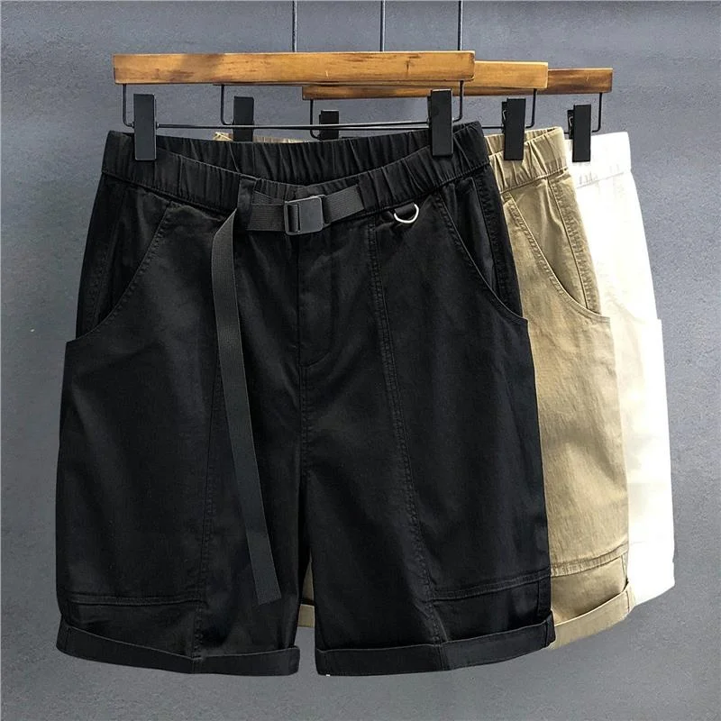 

Quick Dry Men's Summer Thin Multi Pocket Workwear Sports Casual Five 4 Short Pants Loose Fit Straight Leg Non Iron mid Waist