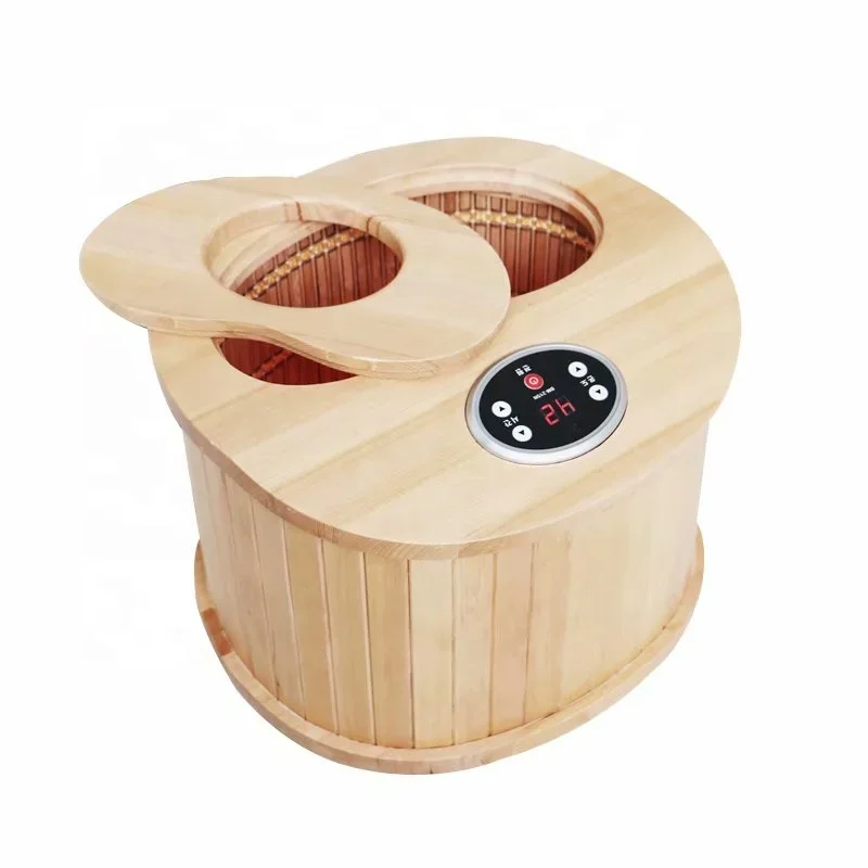 Portable Wooden Far Infrared Massage Steam Dry Foot Sauna with Jade Stone