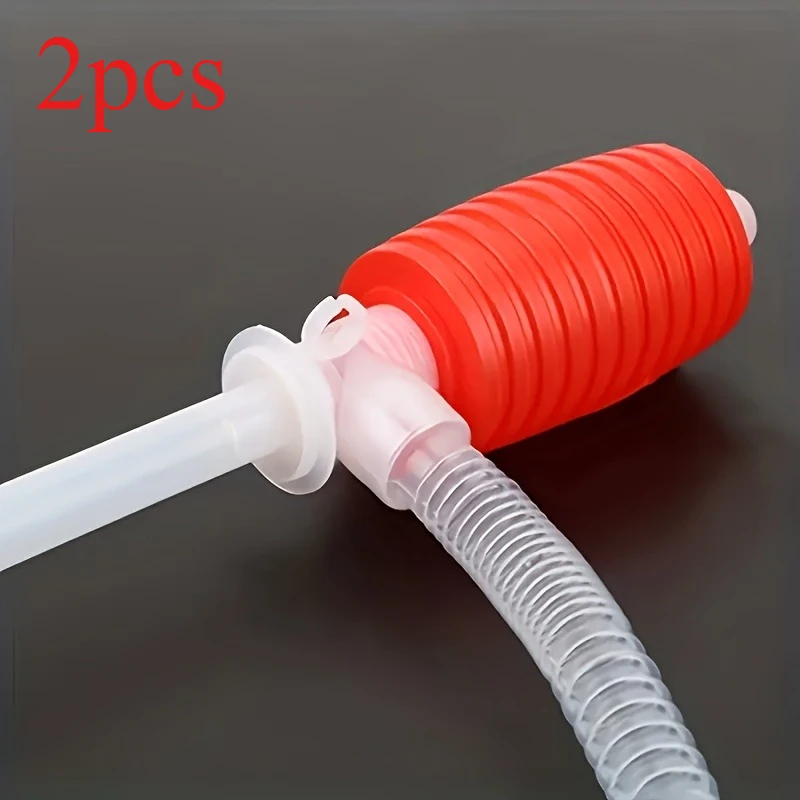2pc Manual Siphon Pump Kit Universal Hand Fuel Transfer Pump for Oil, Petrol, Car & Liquid Extraction, Durable Plastic Design