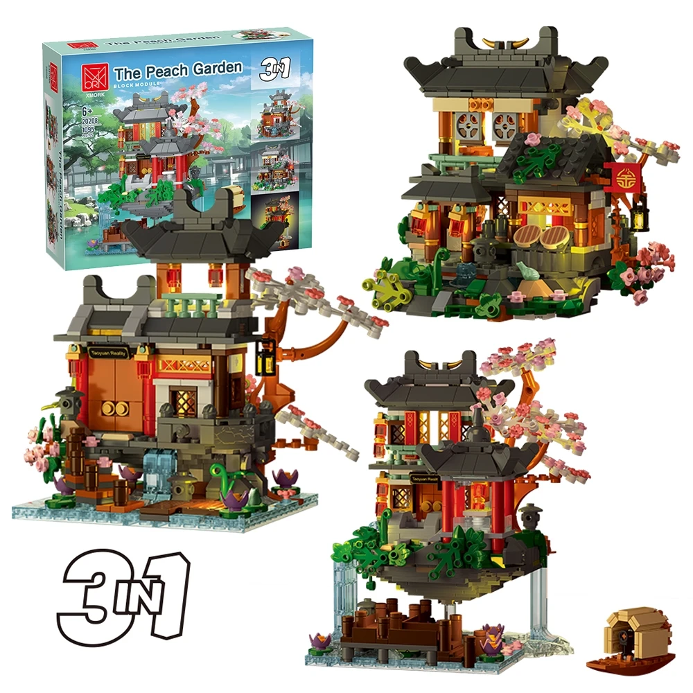 

НОВЫЕ конструкторы по мотивам древнекитайской мифологии, модель «Земля цветущих персиков», со светом, настольный декор, подарок