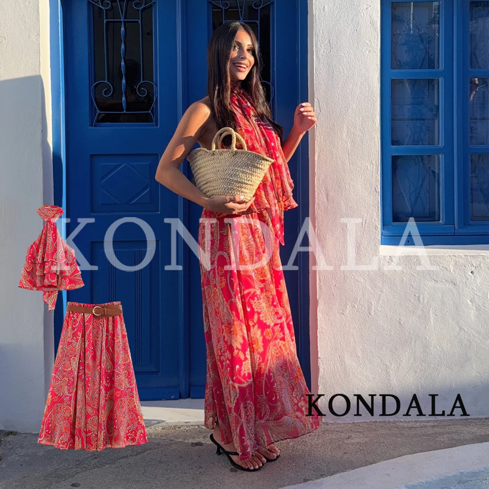 Summer Clothing Vacation - KONDALA Women Vintage Chic Boho Printed