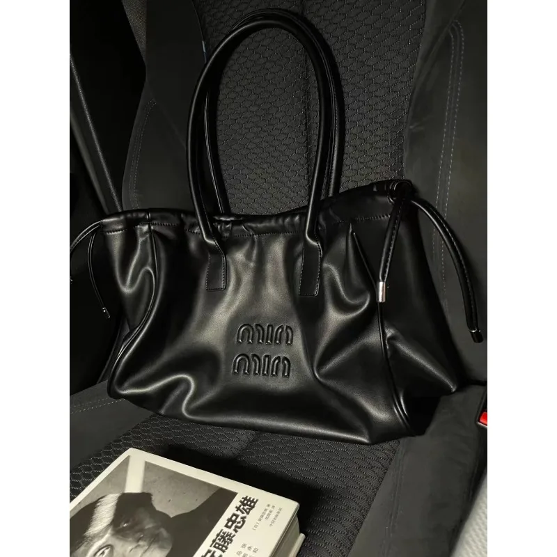Fashion Drawstring Handbags PU Women\'s Crossbody Large Capacity Tote Bag Shopper Waterproof Solid Shoulder Bags for Women