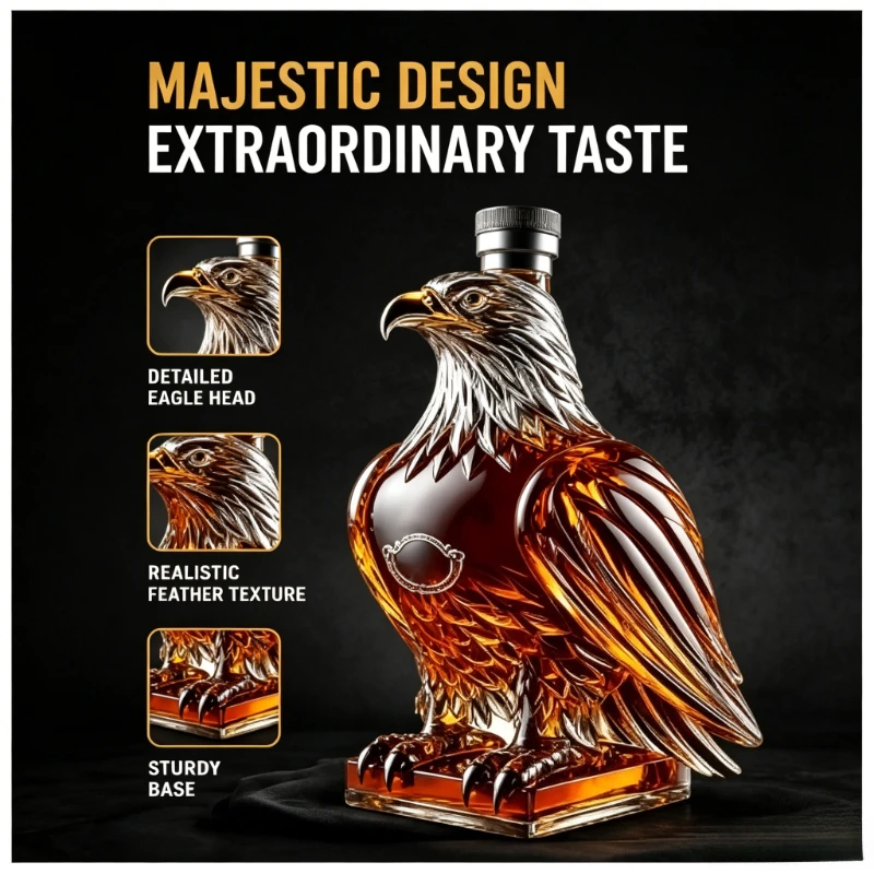 Luxury Eagle Shaped Whiskey Decanter , Creative Eagle Barware Spirits Carafe, Unique Gift for Men Home Bar & Collectors