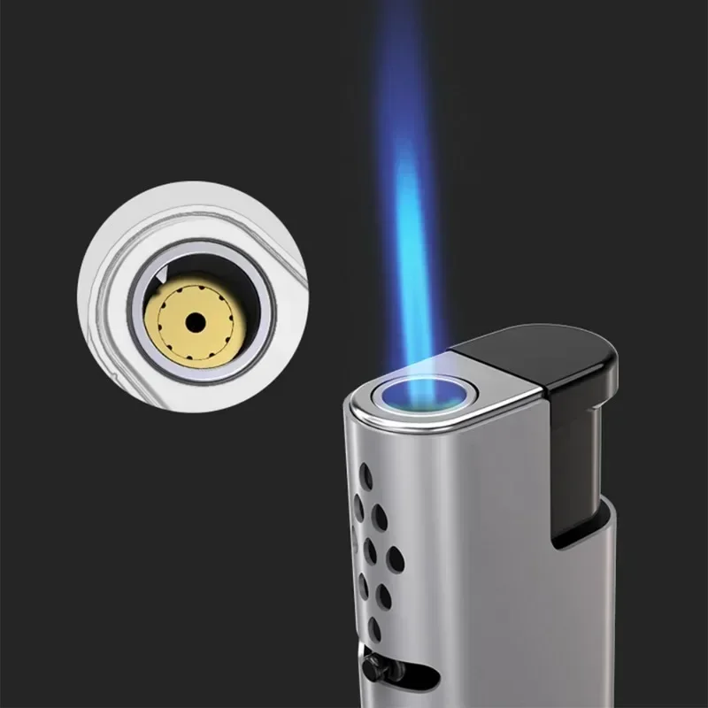 2025 New Windproof Lighter Blue Flame Jet Lighter High Power Cigar Lighter Kitchen BBQ Men Smoking Accessories Birthday Gift