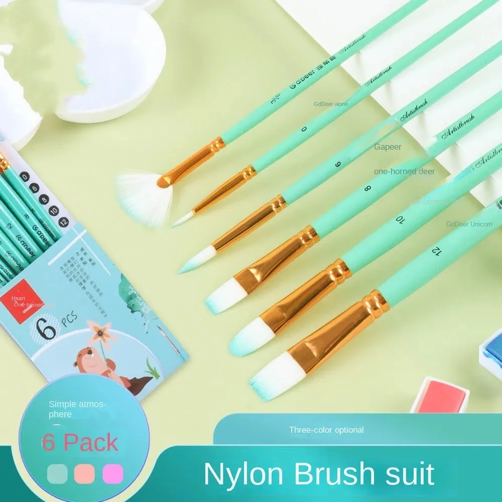 

4/5/6pcs Soft Hair Painting Brush Set Different Shape Oil Acrylic Painting Watercolor Drawing Brushes Wooden Handle