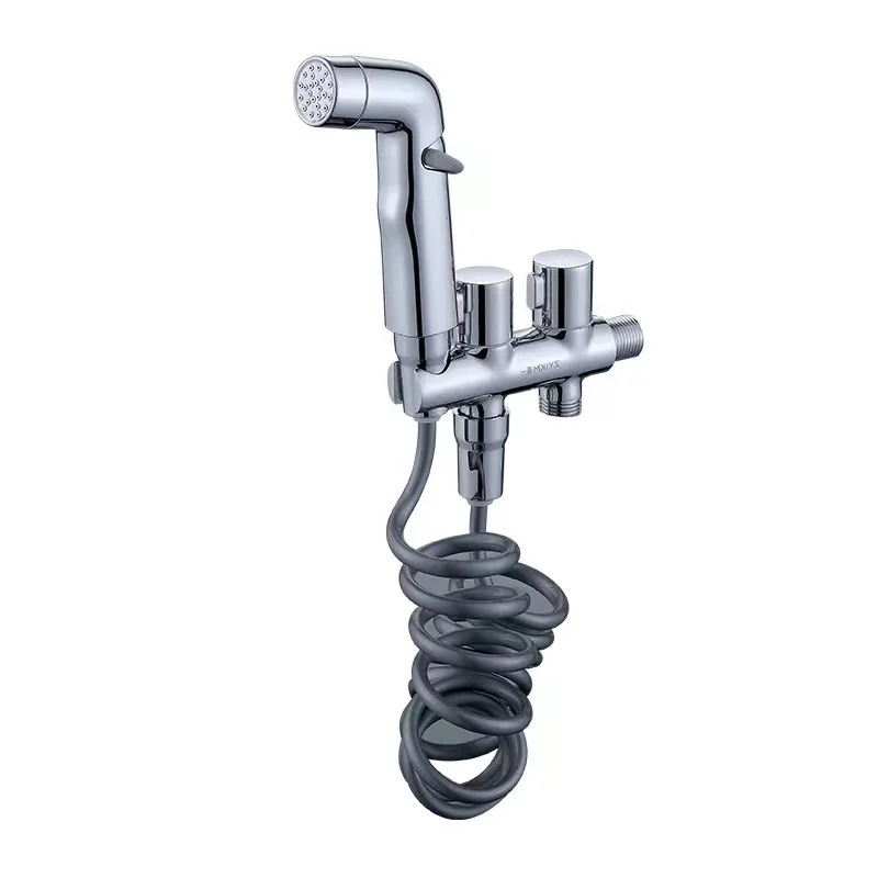 New Design Chrome Toilet Hand Spray Brass Bathroom Shattaf Bidet Sprayer With Diverter Wall Holder Flexible Hose