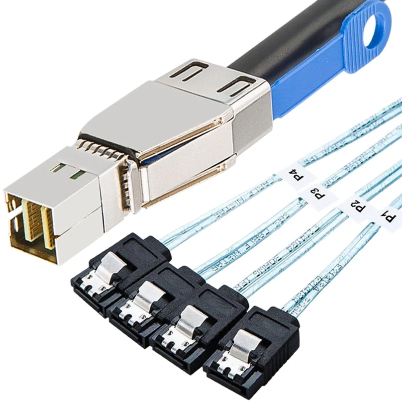 Mini SAS HD SFF-8644 to 4 x SATA 7Pin Hard Disk Cable 12Gbps Server External Hard Disk High-Speed Cable 3.33TF/1M