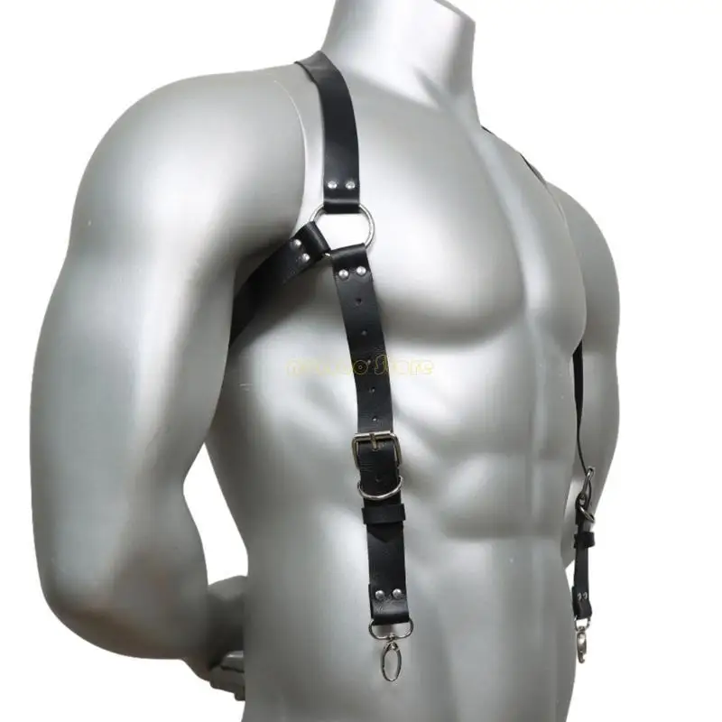 31BF Männer Hosenträger PU Leder Harness Männer Punk Brust Schulter Gürtel Hosenträger Hemd Gürtel