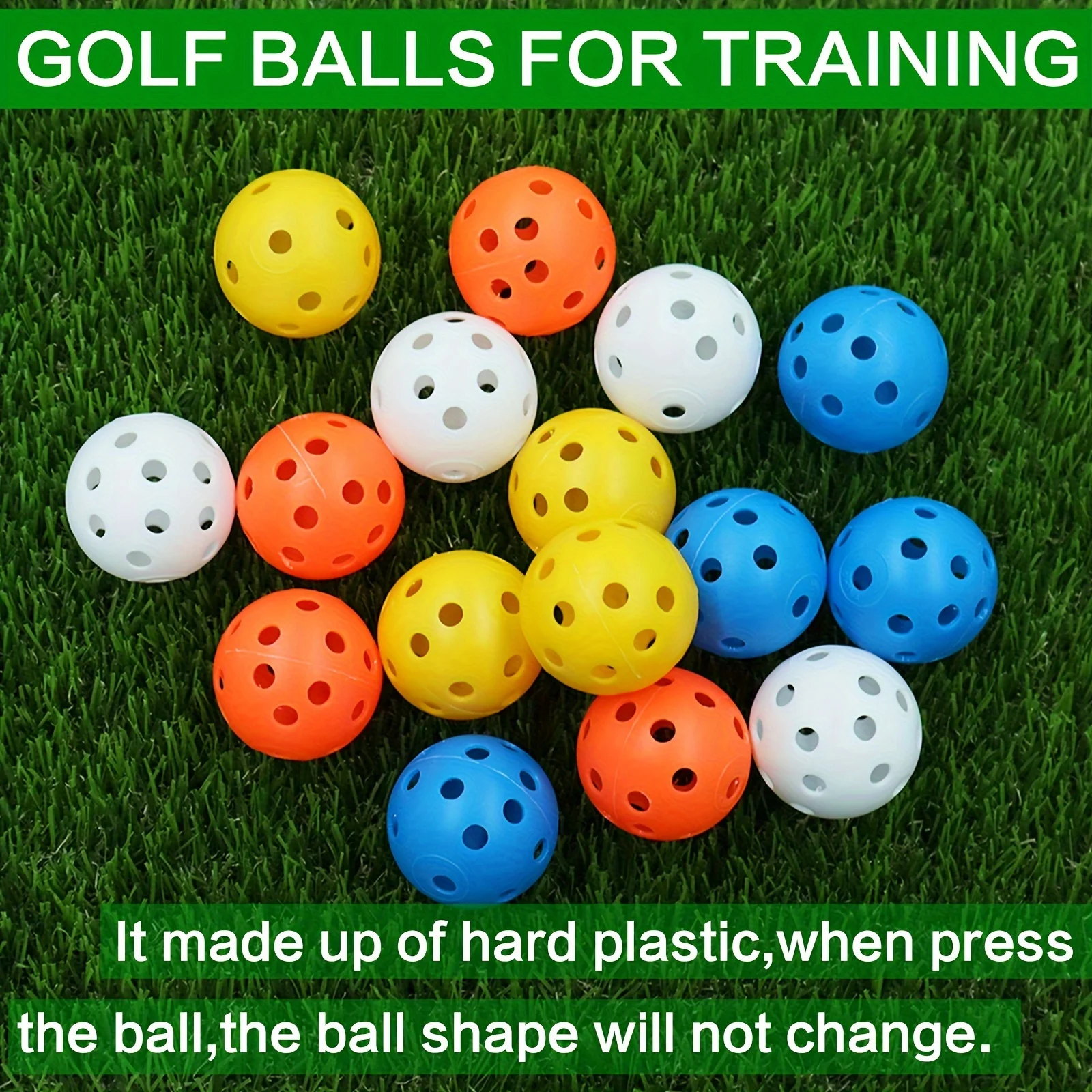 Plastic Practice Golf Balls 24 Pack, Limited Flight Golf Balls Golf Training Balls Plastic Airflow Golf Practice Balls