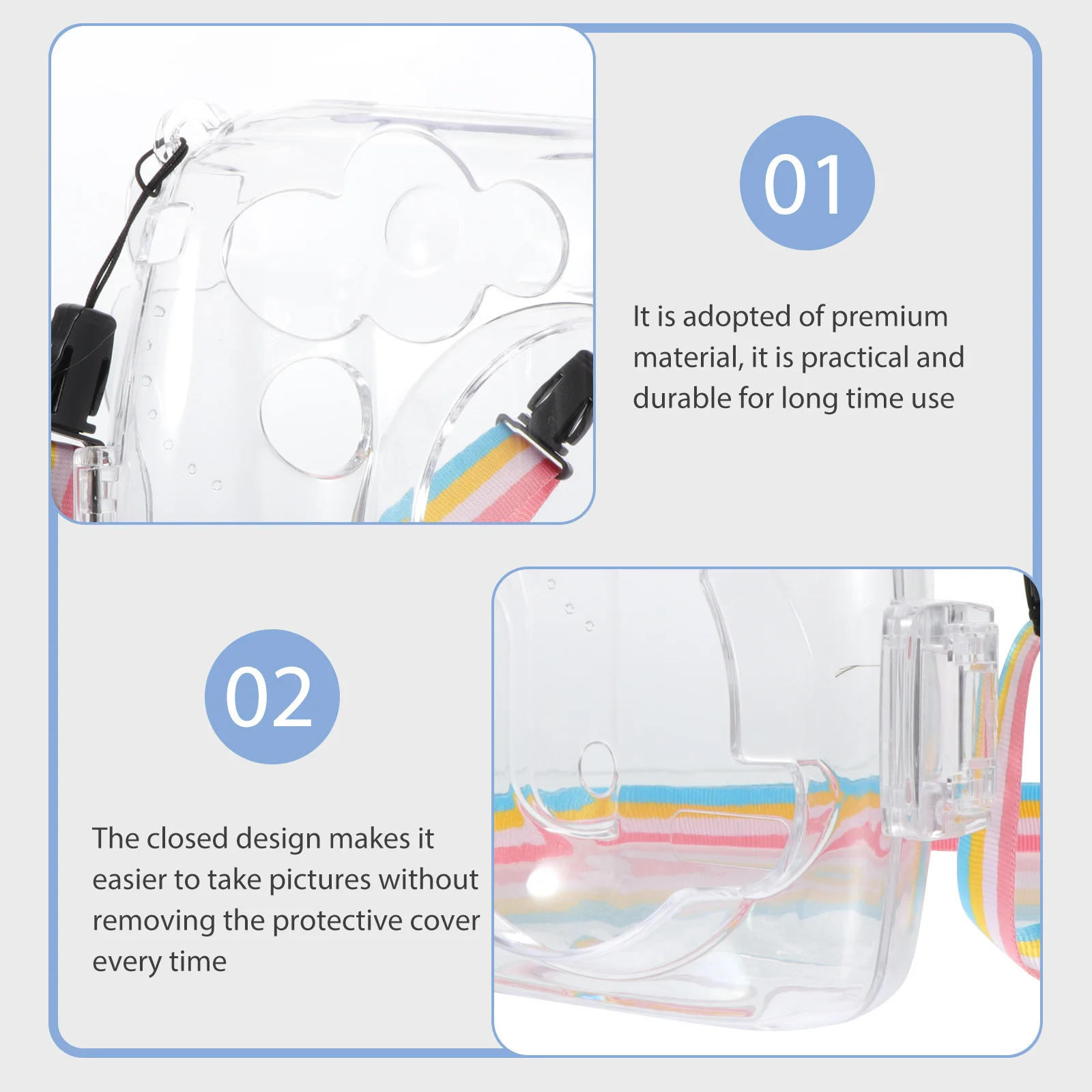 

【】Transparent Camera Protective Cover Case For 8+ 9 Shockproof Dustproof Outdoor Indoor Use Clear Shell Protector
