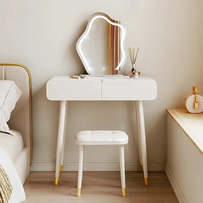Cream wind light luxury rock slab dresser small apartment bedroom very narrow mini makeup table