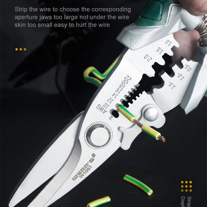 WYNNS Wire Stripper Crimping Pliers Multi-Functional Electrician Tool Stripping Crimping and Peeling Home Network Cable Stripper