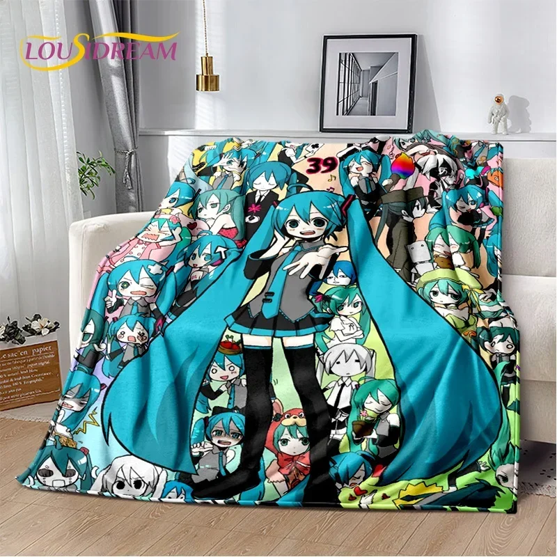 

Soft D Cartoon MMikuu Music Characters Throw Blanket for Home Bed Sofa Office Picnic Gift Kids Bedroom Cover