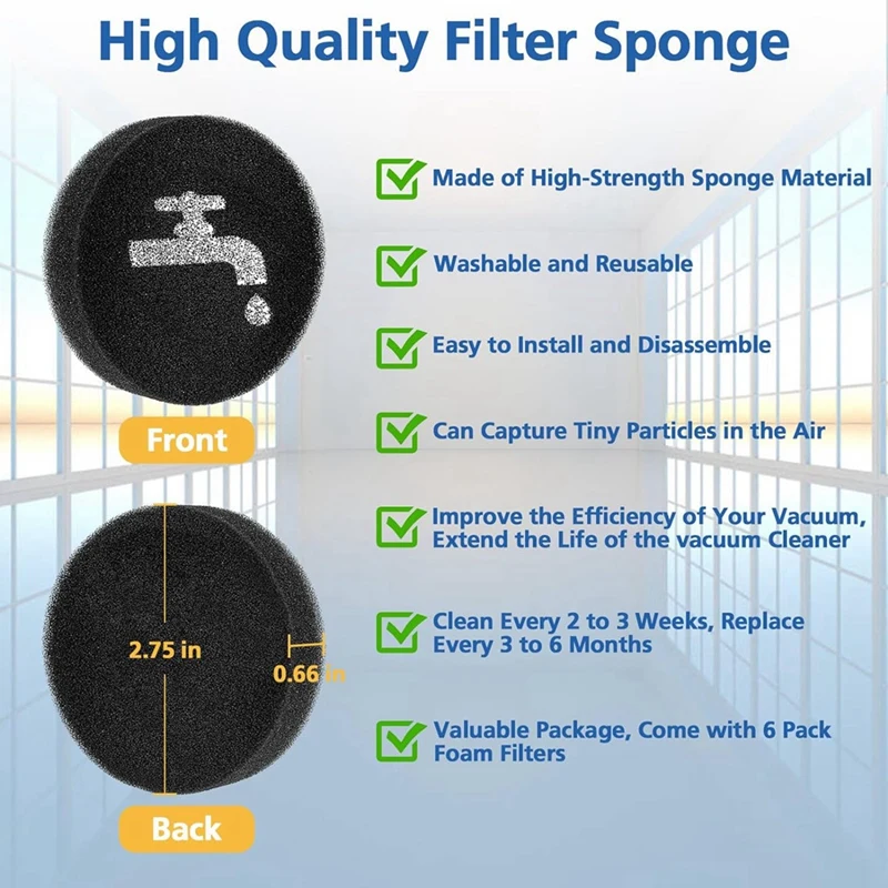 Substituição do filtro compatível para preto e DECKER POWERSeries Plus, 16V, 20V, vara sem fio, modelos de vácuo, BHFE420J, durável, fácil de usar